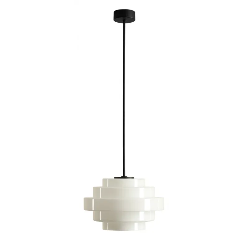 Obniżka ceny Lampa sufitowa szklana Filo Milky 28cm H78cm mleczne szkło / czarny Aldex