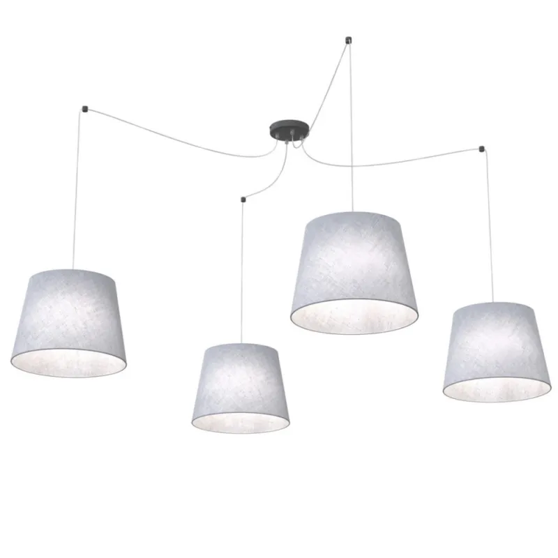 Lampa wisząca pająk z 4 abażurami Ascot szara Emibig Do wyczerpania zapasów