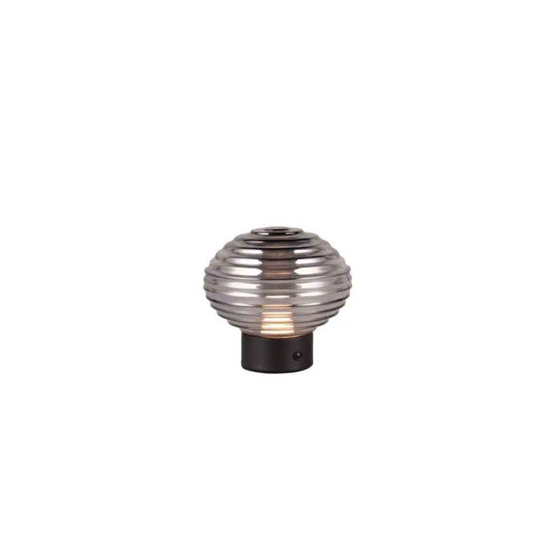 Lampa stołowa szklana retro Pearl LED 3000K 15,5cm dymiony szary / czarny Reality Cena promocyjna