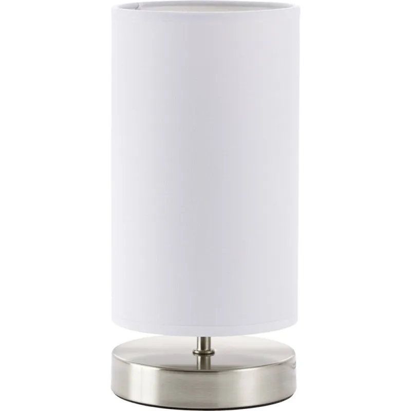 Lampa stołowa z abażurem Clarie Satynowy Chrom/Biała Brilliant Darmowy zwrot