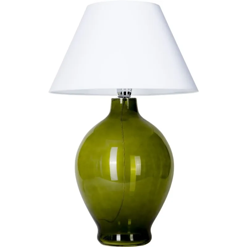 Wysoka jakość Lampa stołowa szklana Genova Oliwkowo-Biała 4Concept