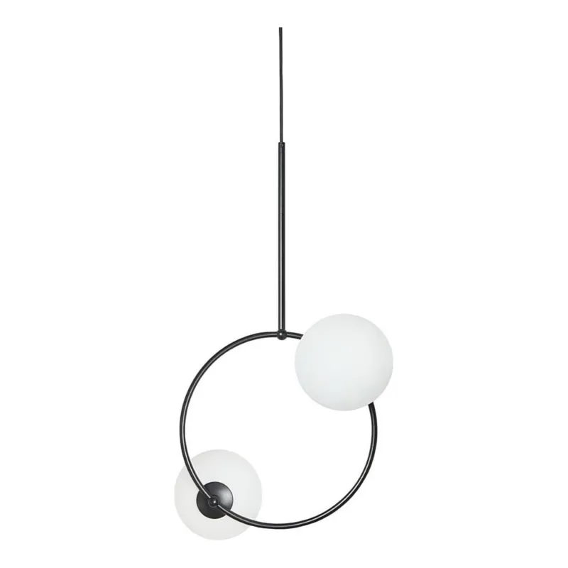 Promocja Lampa wisząca 2 szklane kule designerskie Fuppu A biało-czarna Ummo