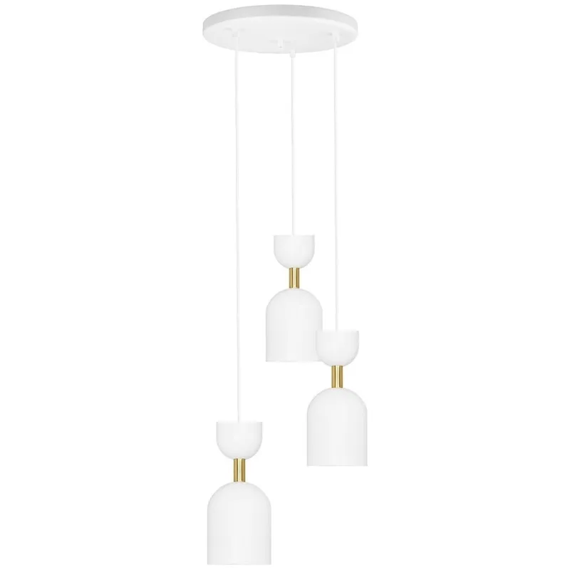 Okazja Lampa wisząca potrójna designerska Supuru III biały/złoty Ummo