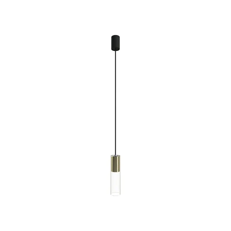 Lampa wisząca szklana tuba Cylinder 25cm przezroczysty/mosiądz Nowodvorski Cena promocyjna