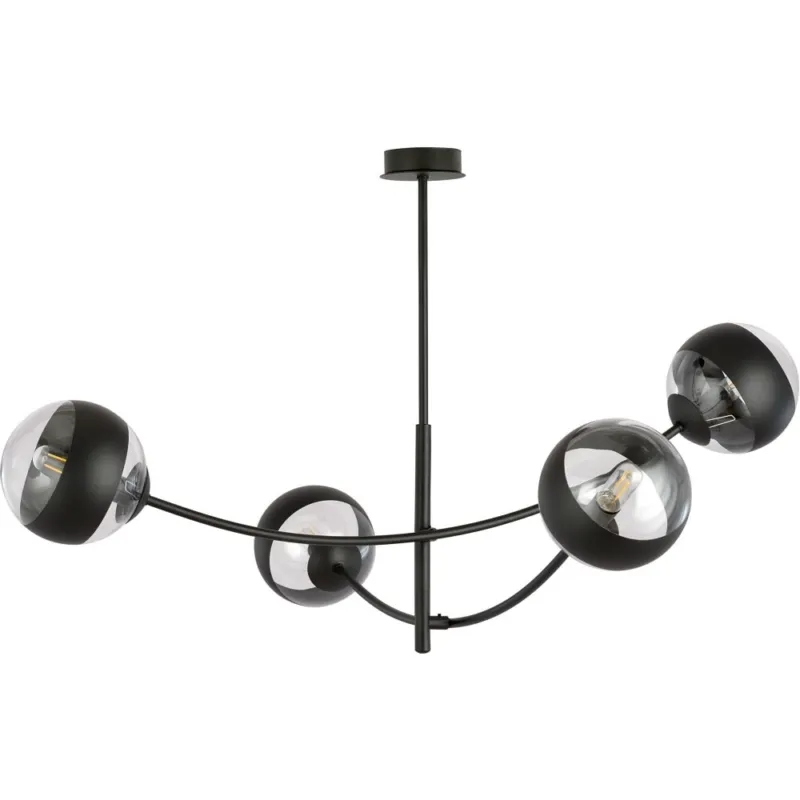 Wyjątkowa oferta Lampa sufitowa szklane kule Hunter IV czarna-przeźroczysta Emibig