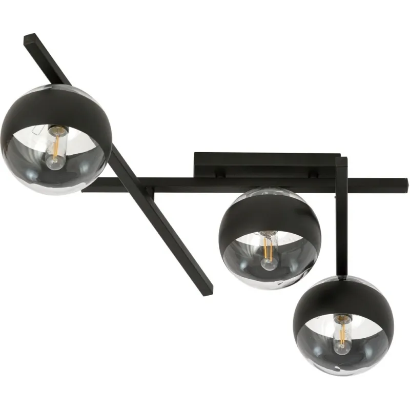 Wysoka jakość Lampa sufitowa szklane kule Smart III czarna-przeźroczysta Emibig