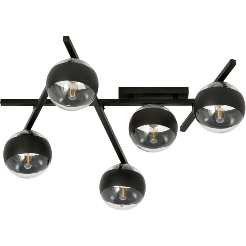 Wyprzedaż Lampa sufitowa szklane kule Smart V czarna-przeźroczysta Emibig
