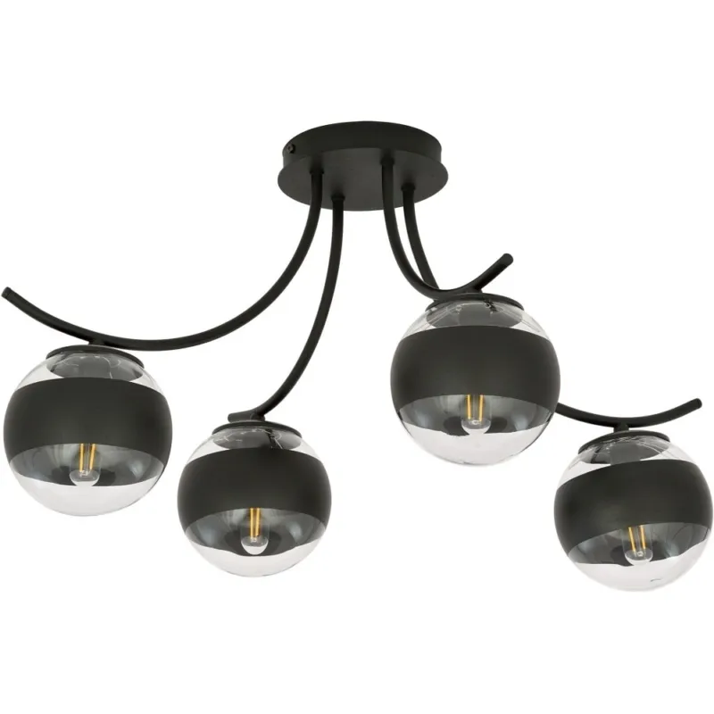 Oferta Lampa sufitowa szklane kule Boston IV czarna-przeźroczysta Emibig