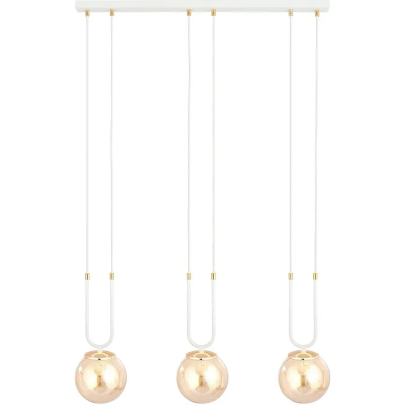 Wyprzedaż Lampa wisząca szklane kule Glam III biało-bursztynowa Emibig