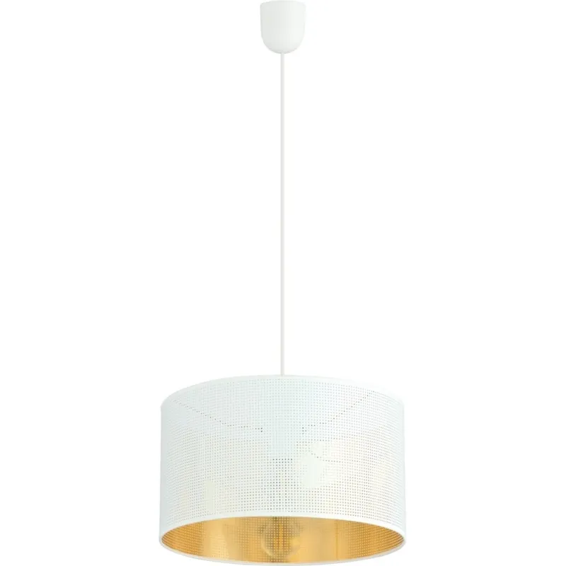 Bezpieczna płatność Lampa wisząca okrągła ażurowa Aston 35 biało-złota Emibig