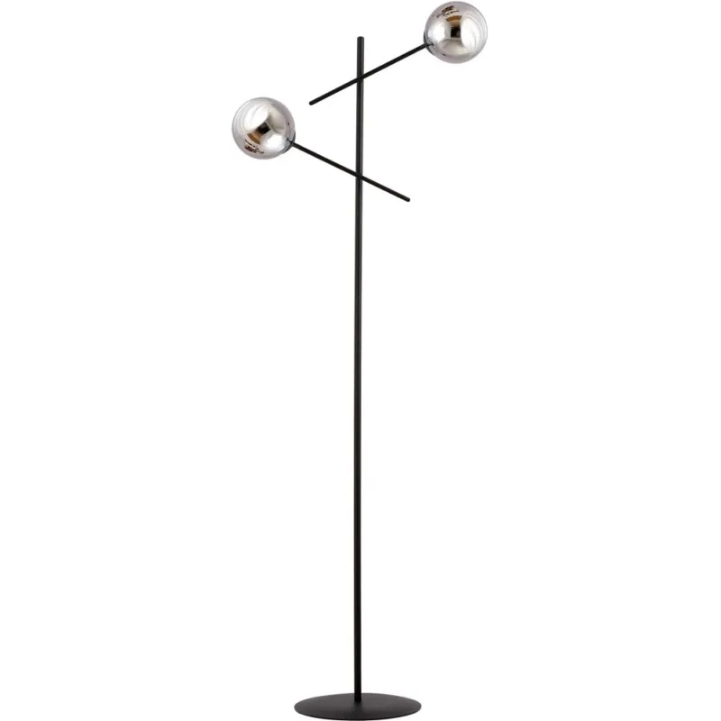 Tylko dziś Lampa podłogowa 2 szklane kule Linear grafit/czarny Emibig