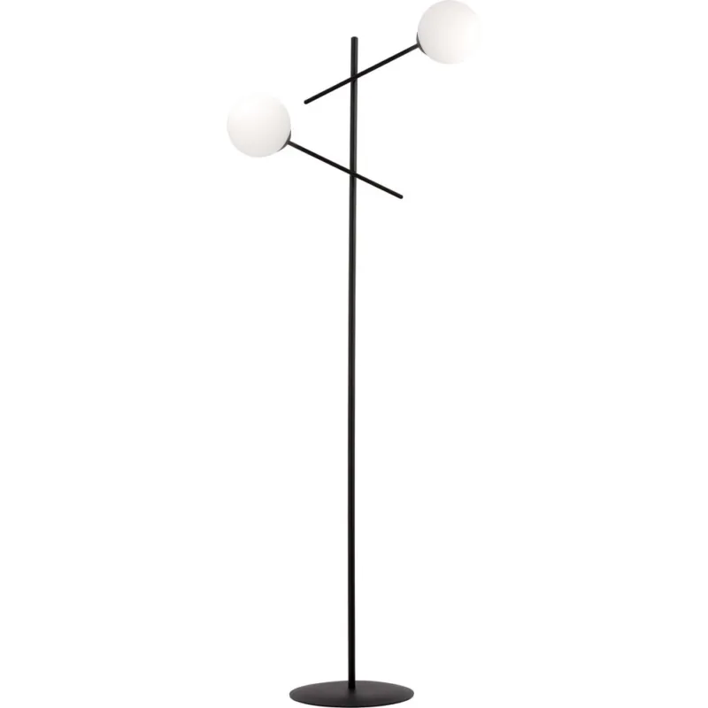 Nowy Lampa podłogowa 2 szklane kule Linear opal/czarny Emibig