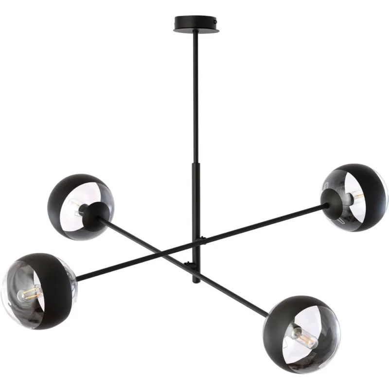 Ostatnia szansa Lampa sufitowa szklane kule Linear Stripe IV przezroczysto-czarna Emibig