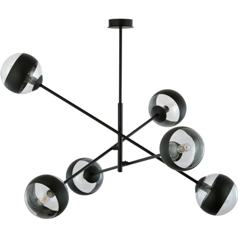 Lampa sufitowa szklane kule Linear Stripe VI przezroczysto-czarna Emibig Do wyczerpania zapasów