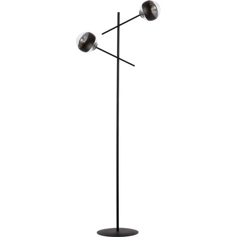 Lampa podłogowa 2 szklane kule Linear Stripe przezroczysto-czarna Emibig Niska cena