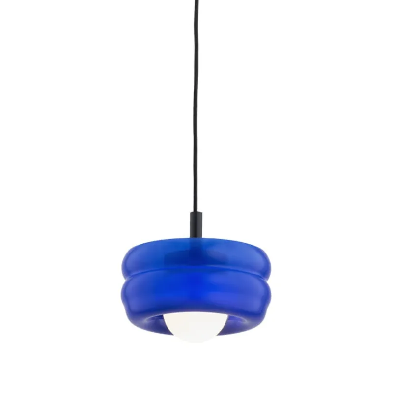 Kobaltowa lampa wisząca Tevo z dekoracyjnym kloszem Tylko do końca tygodnia