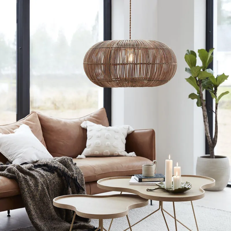 Kup online Lampa wisząca z dużym rattanowym abażurem Zuri