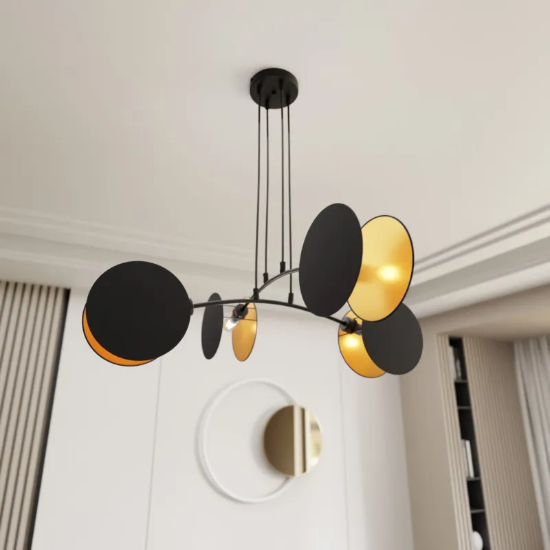 Szybka wysyłka Czarna lampa wisząca Marigold 4 w stylu glamour