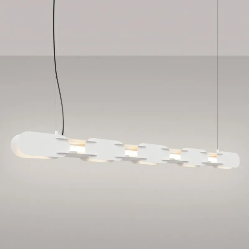 Biała lampa wisząca Chain z wbudowanym panelem LED w dwóch rozmiarach Oferta