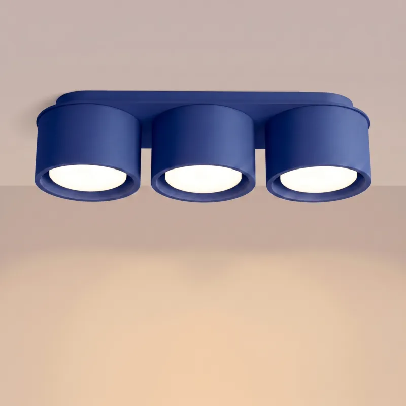 Metalowa lampa sufitowa Base 3 w kolorze ultramaryny Szybka dostawa