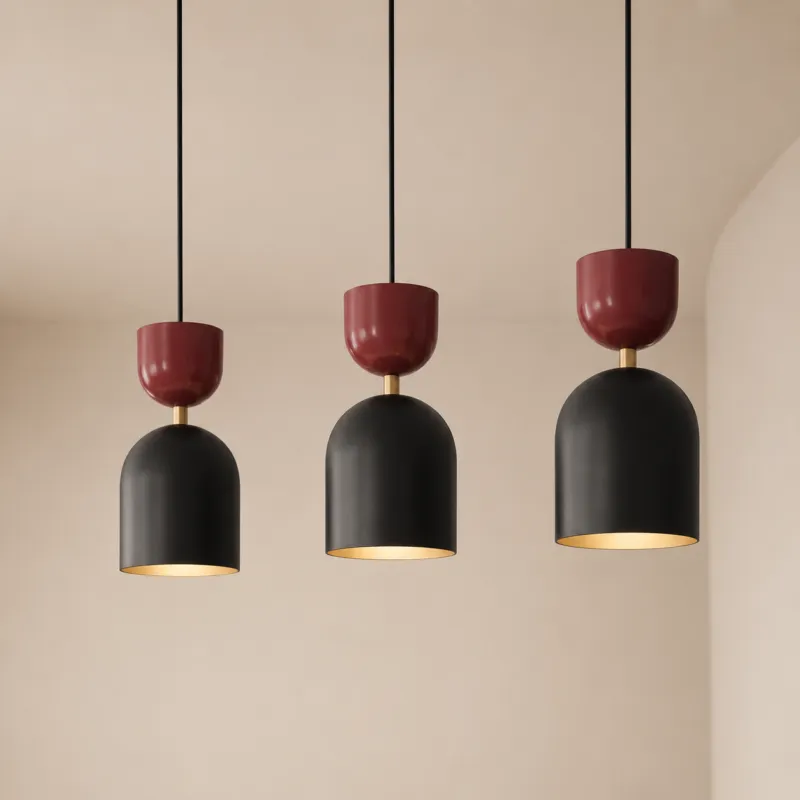 3-punktowa lampa wisząca Calypso 3 – burgundowe detale Bestseller