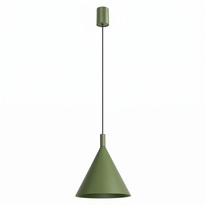 Oliwkowa lampa wisząca Doka – stożkowy klosz Tani