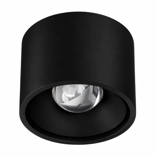 Czarna lampa sufitowa wodoszczelny płaski spot z okrągłą soczewką Loonari 403360 Idra LED 9W 4000K CRI90 IP54 48stopni 6,5x9cm Hit cenowy
