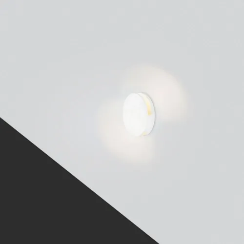 Biała okrągła lampa schodowa światło góra - dół Elkim Lighting 100401102 Lesel LED 1W 3000K 230V 4,8cm Hit cenowy