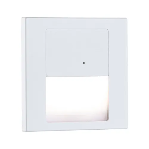 Ograniczona ilość Biała kwadratowa lampa schodowa z czujnikiem ruchu i zmierzchu do puszki Paulmann 80002 Tsaro LED 1W 2700K 230V