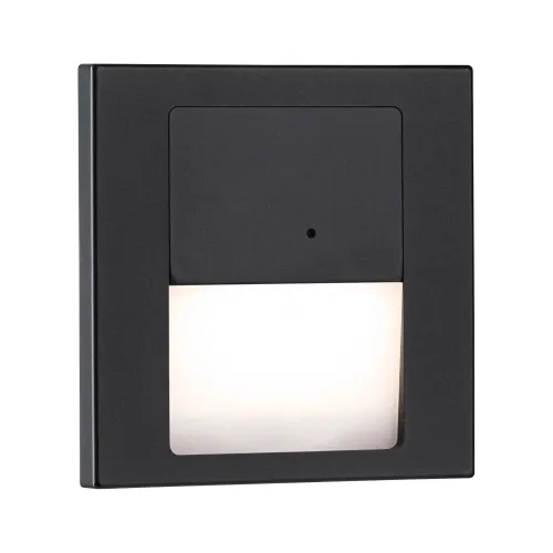 Szybka dostawa Czarna kwadratowa lampa schodowa z czujnikiem ruchu i zmierzchu do puszki Paulmann 80004 Tsaro LED 1W 2700K 230V