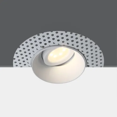 Promocja Biała regulowana okrągła lampa podtynkowa do szpachlowania One Light 11105UTR/W Trinity GU10 FI9cm