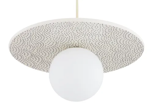Oferta czasowa Ceramiczna lampa wisząca Bolesławiec kremowy z granatowymi stemplami i klosz kula szklana Argon 8949 Boll G9 IP44