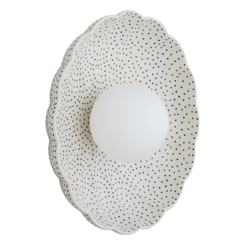 Ceramiczny kinkiet Bolesławiec kremowy w granatowe stemple Argon 8934 Boll G9 IP44 Bestseller
