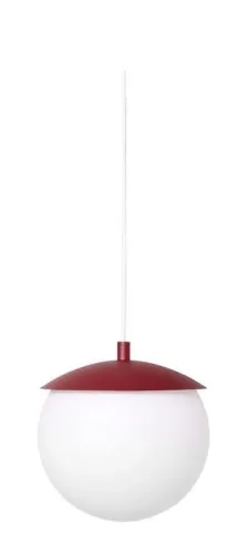 Bezpieczne zakupy Lampa wisząca z szklanym kloszem kulą i burgundowym talerzykiem Ummo KLG141P0 Kuul E E27 20cm