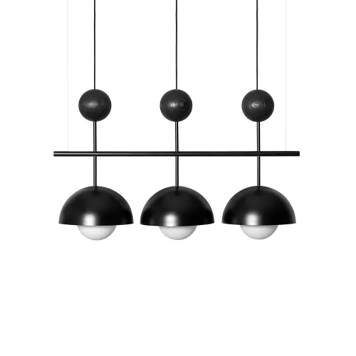 Nowy Czarna geometryczna lampa wisząca z białymi szklanymi kloszami Ummo KEB322P0 Kello B 3xG9