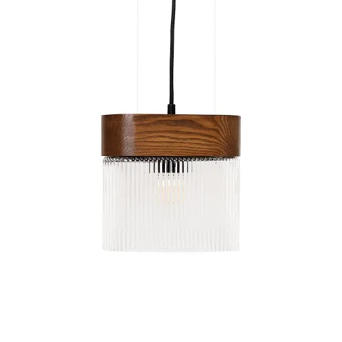 Orzechowa lampa wisząca z szklanym ryflowanym kloszem Ummo FLA122P0 Flumina A E14 Zamów dziś