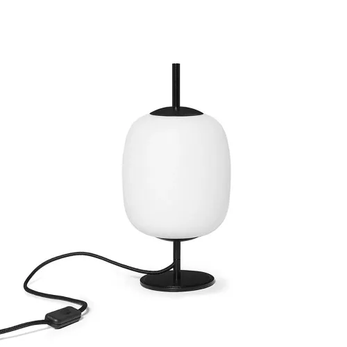 Czarno biała lampa stołowa z szklanym kloszem i metalową rurką Ummo EMS122P1 Epli Mini St G9 Ograniczona ilość