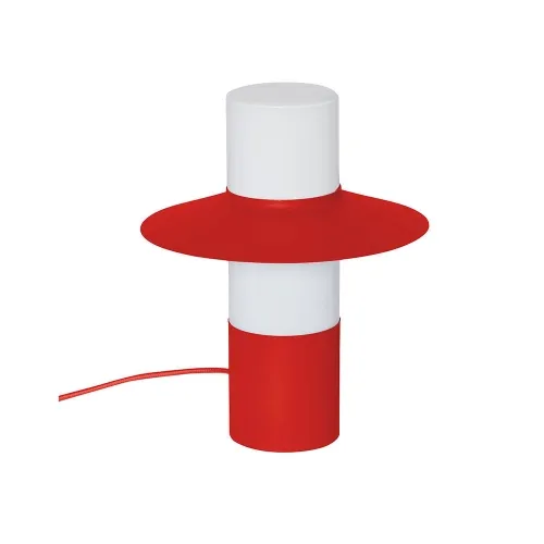 Ostatnia szansa Biała lampa stołowa walec z czerwonym talerzykiem Ummo CPS11212P1 Caponio ST E27