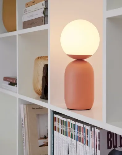 Tani Lampa stołowa podstawa terracotta i biały klosz kula Nordlux 2011035059 Notti E14 34cm