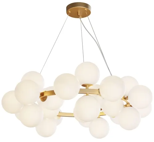 Lampa Wisząca Żyrandol ze szklannymi kulami Maytoni MOD545PL-25BS Dallas 25xG9 69cm x 135cm złoty biały Dostępne od ręki