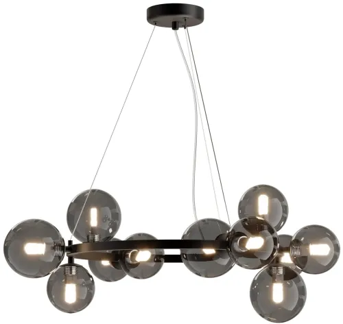 Lampa Wisząca Szklane Klosze na obręczy Maytoni MOD545PL-11B Dallas 11xG9 67cm x 137cm czarny klosze dymne Wyjątkowa oferta
