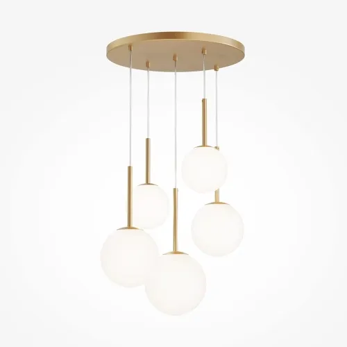 Lampa Wisząca Szklane Kule Maytoni MOD321PL-05G1 Basic form 5xE14 58cm x 180cm złoty biały Obniżka ceny