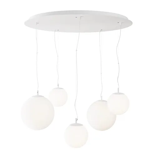 Dodaj do koszyka Lampa Wisząca Pięć Kulistych Kloszy Maytoni MOD321PL-05W1 Basic form 5xE27 105cm x 110cm biały