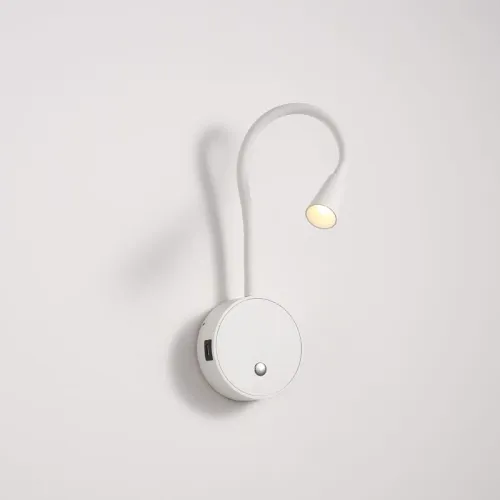 Biały dotykowy kinkiet z giętkim ramieniem i ładowarką USB Elkim Lighting 642301102 Sulta LED 3W 3000K 30stopni Najlepsza cena