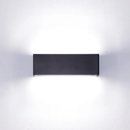 Ekspresowa dostawa Czarny prostokątny kinkiet światło góra - dół Elkim Lighting 618001103 Lupo LED 2x3W 3000K 18cm
