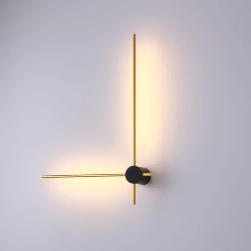 Lampa ścienna dwa smukłe złote ramiona pod kątem prostym na czarnej rozecie Elkim Lighting 646901135 Wand 469 LED 12W 3000K Kup teraz