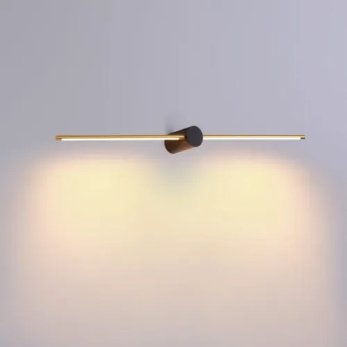 Podłużny smukły kinkiet złote ramiona z czarnym mocowaniem na środku Elkim Lighting 6467A1135 Wand 467a 10W 3000K 91cm Okazja