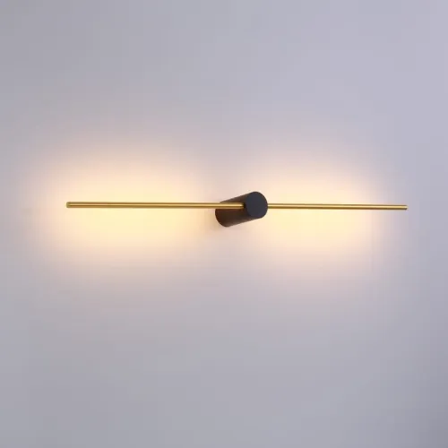Ekspresowa dostawa Podłużny kinkiet złote ramiona czarne mocowanie na środku światło odbite Elkim Lighting 646701135 Wand 467 10W 3000K 91cm