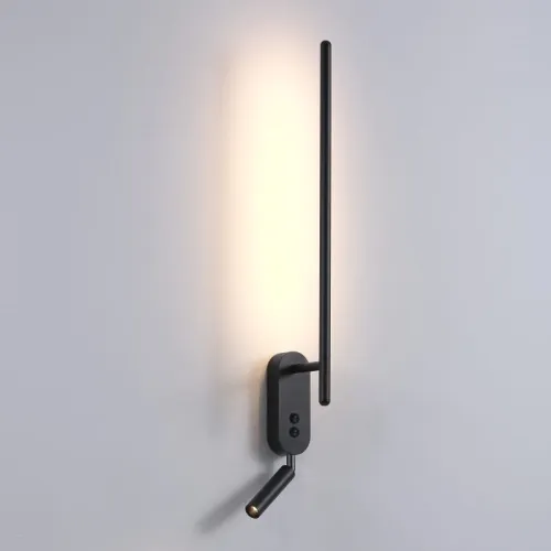 Lampa ścienna kinkiet smukła linia z reflektorem i włącznikami Elkim Lighting 647301103 Line 473 LED 6W i 3W 3000K Czarny Wyprzedaż