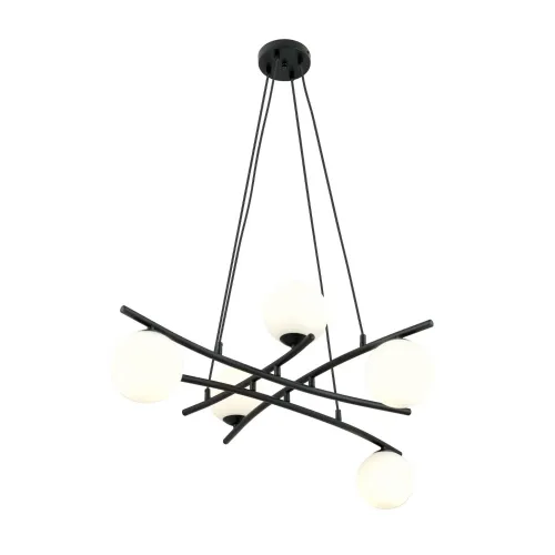 Niska cena Lampa wisząca białe kule na czarnych ramionach Emibig 1201/5 Essa 5 Opal